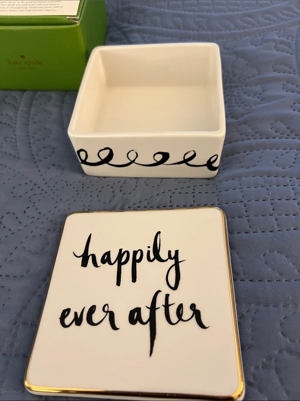 kate spade 'Happily Ever After' Ceramic Trinket Box - White and Gold